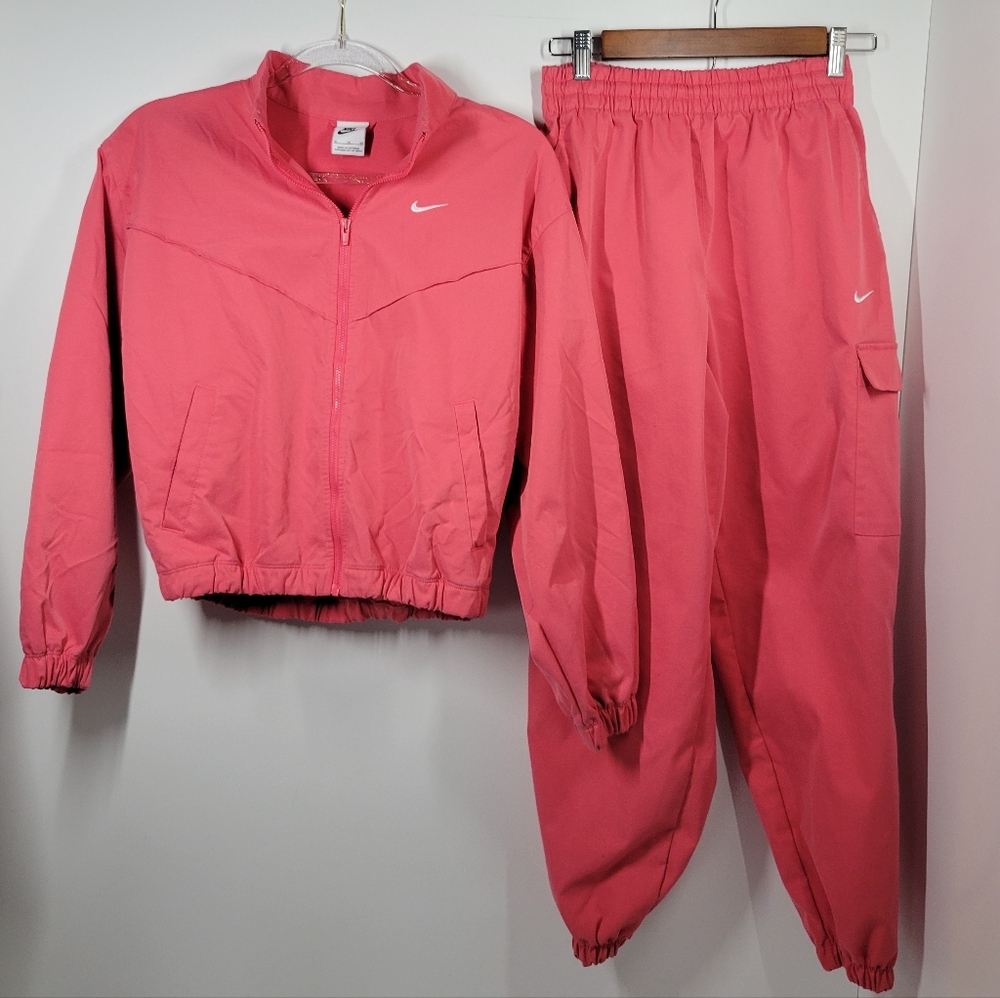Nike Pink Tracksuit Jogging Jacket And Pants Set Y2K Women Size Large